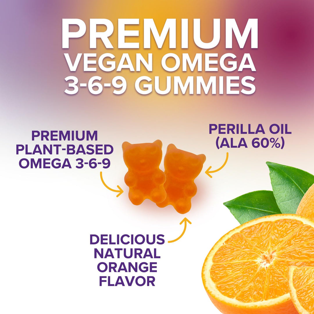 Nature's Nutrition Omega 3 6 9 Gummies, Vegan, 60 Count