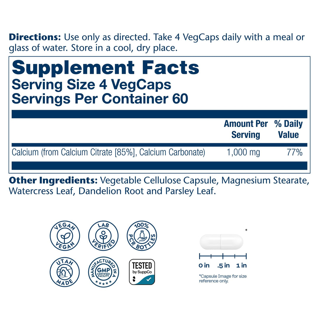 SOLARAY Calcium Citrate, 1000 mg, 275 Count
