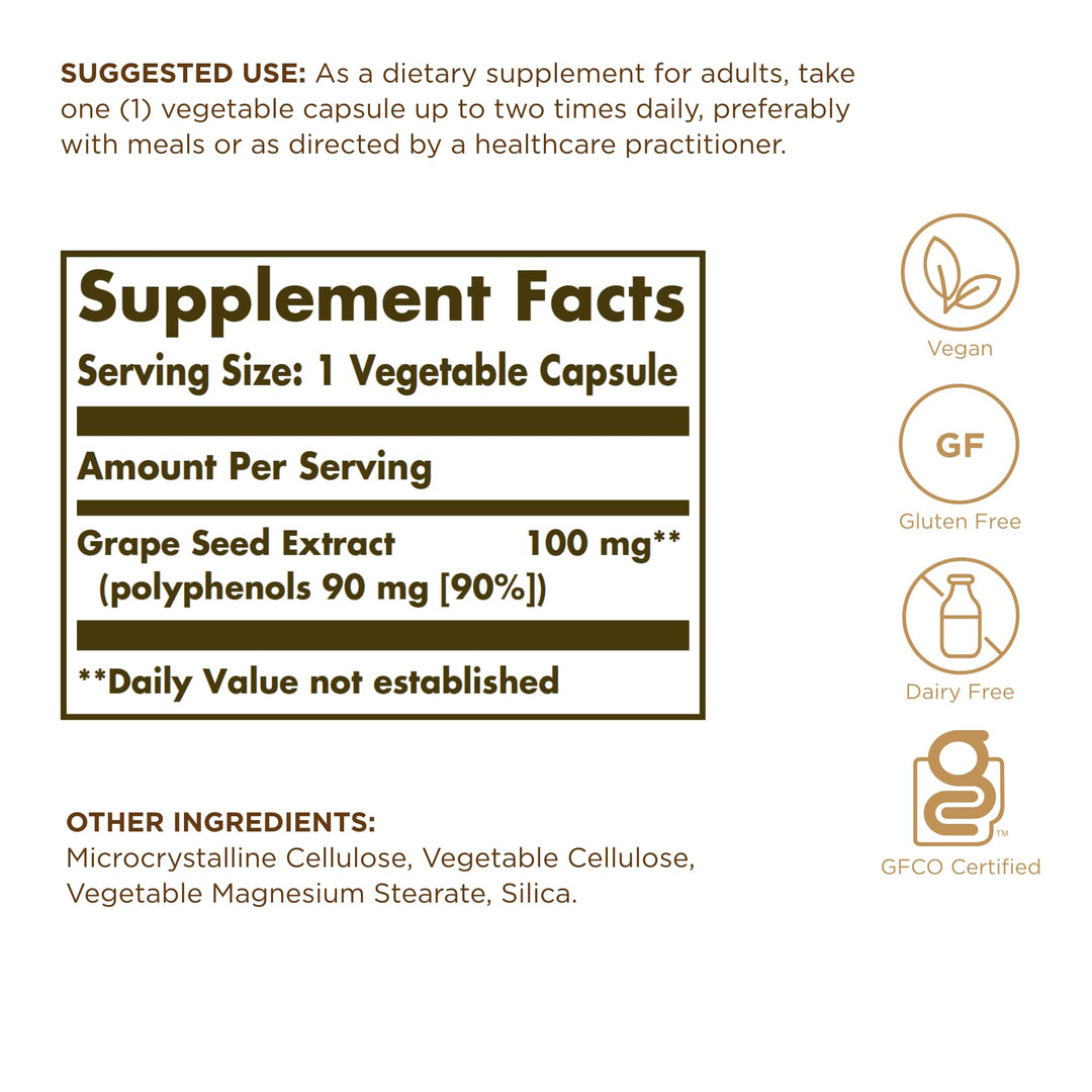 Solgar Grape Seed Extract 100 mg, 60 Count