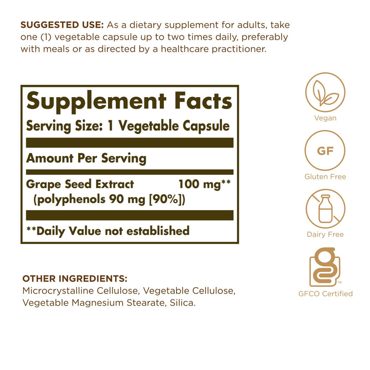 Solgar Grape Seed Extract 100 mg, 60 Count