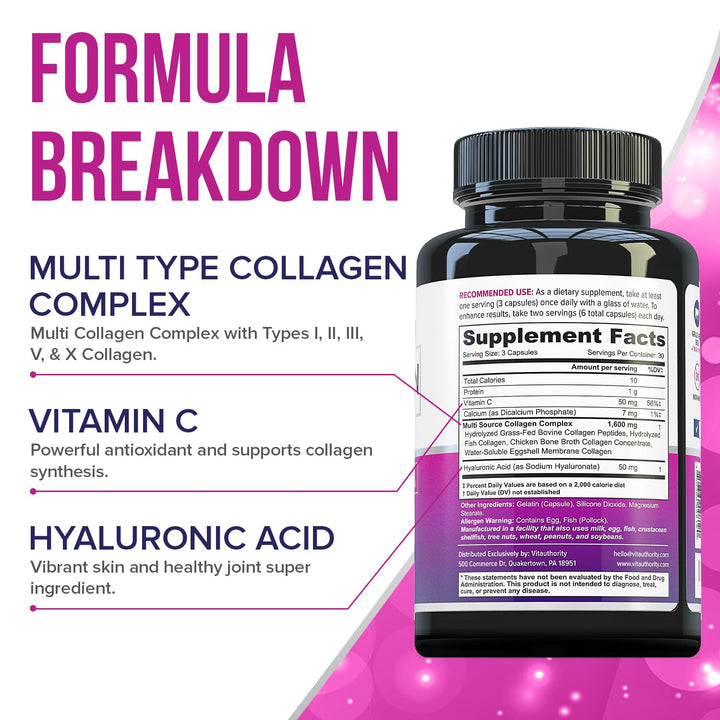 Vitauthority Multi Collagen Capsules, 30 Servings