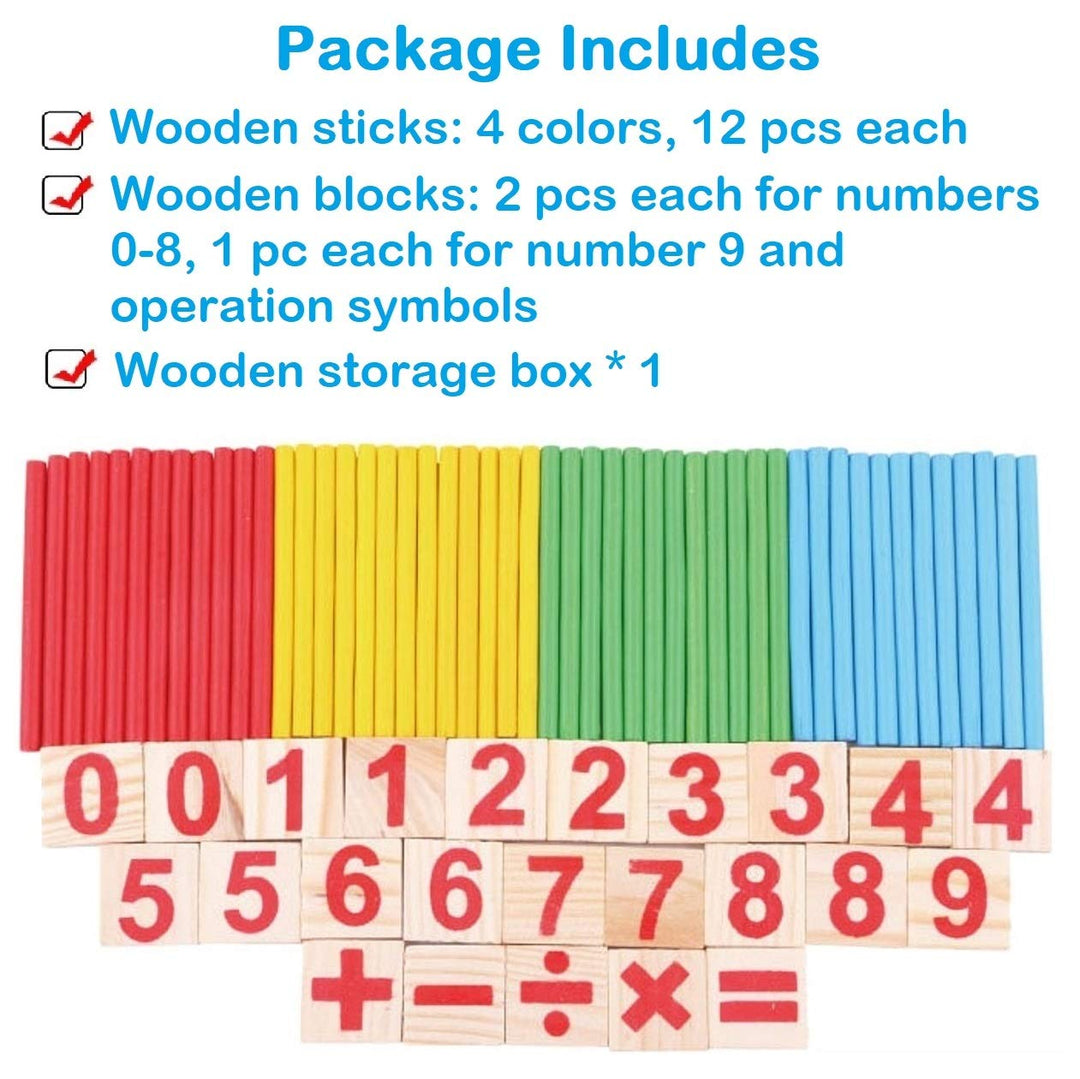KUTOI Counting Number Blocks And Sticks, Wooden Rods With Storage Tray
