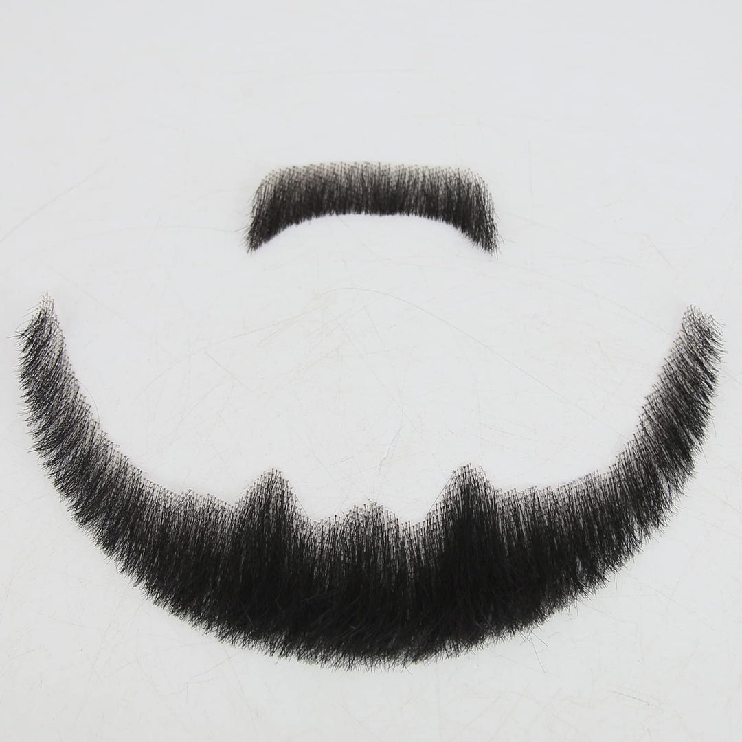 Zigzag Hair Face Beard Extension Human Hair, Black, 6 Count