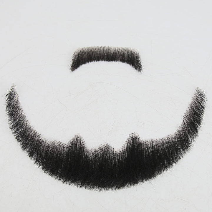 Zigzag Hair Face Beard Extension Human Hair, Black, 6 Count