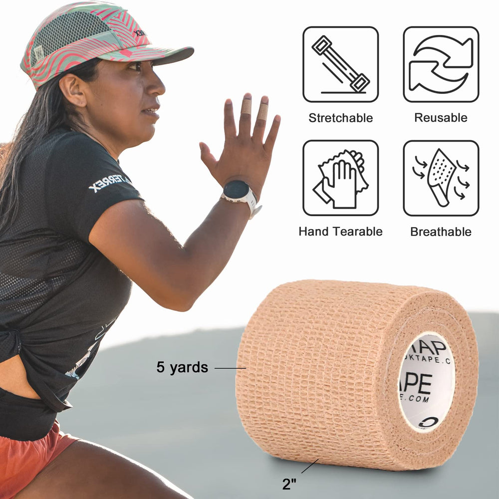 OK TAPE Self Adhesive Cohesive Bandages, 2 in x 5 yd, 12 Count