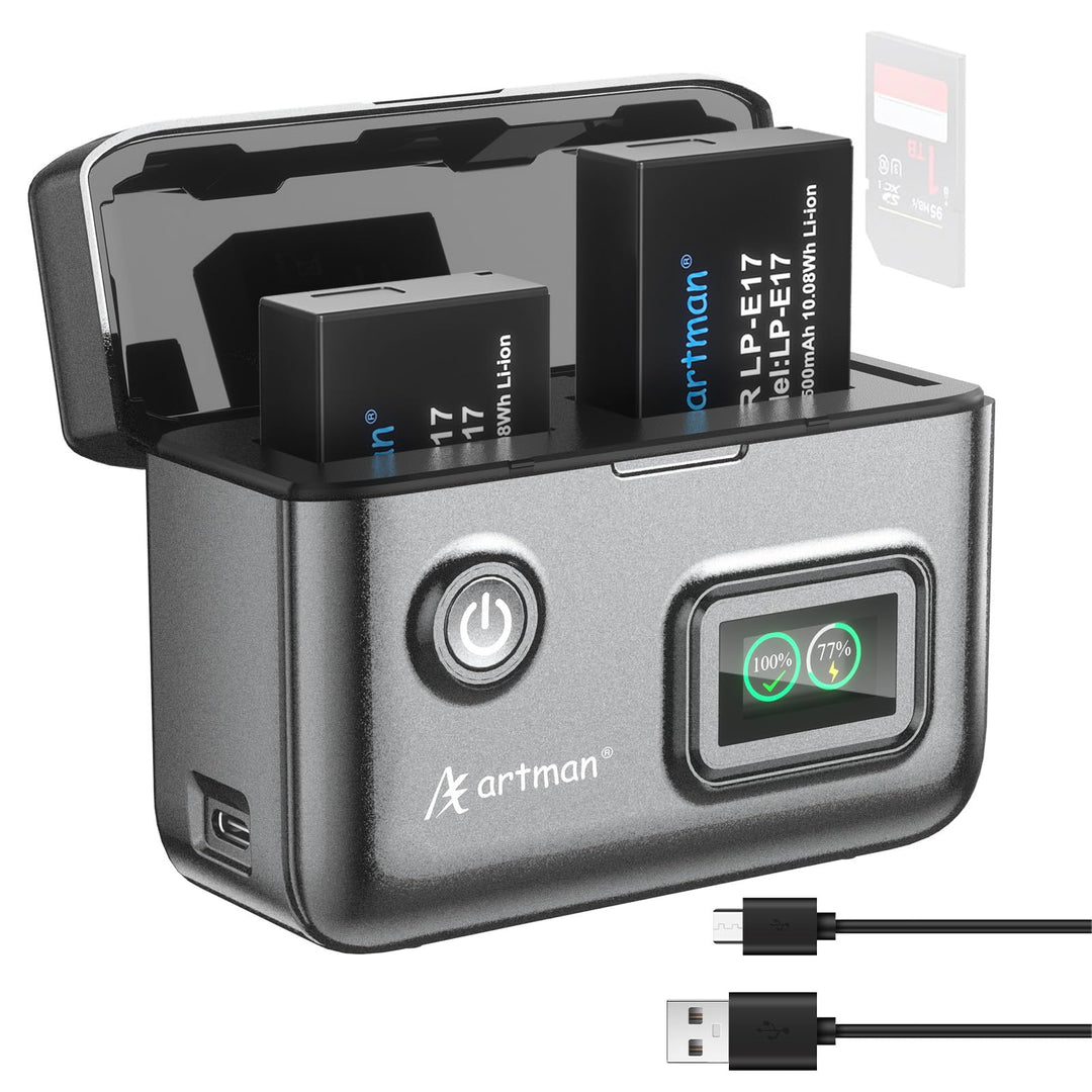 A Artman LP-E17 Battery and Charger, 1500mAh, 2 Count