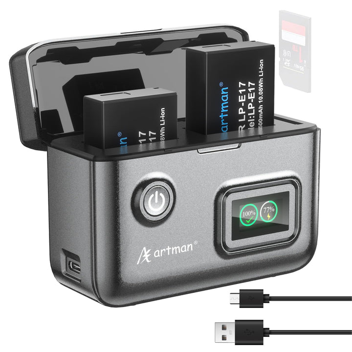 A Artman LP-E17 Battery and Charger, 1500mAh, 2 Count
