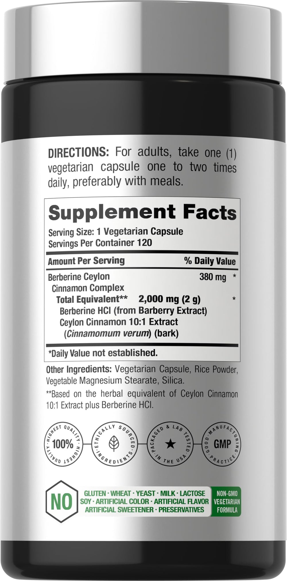 Horbäach Berberine With Ceylon Cinnamon Complex, 120 Count