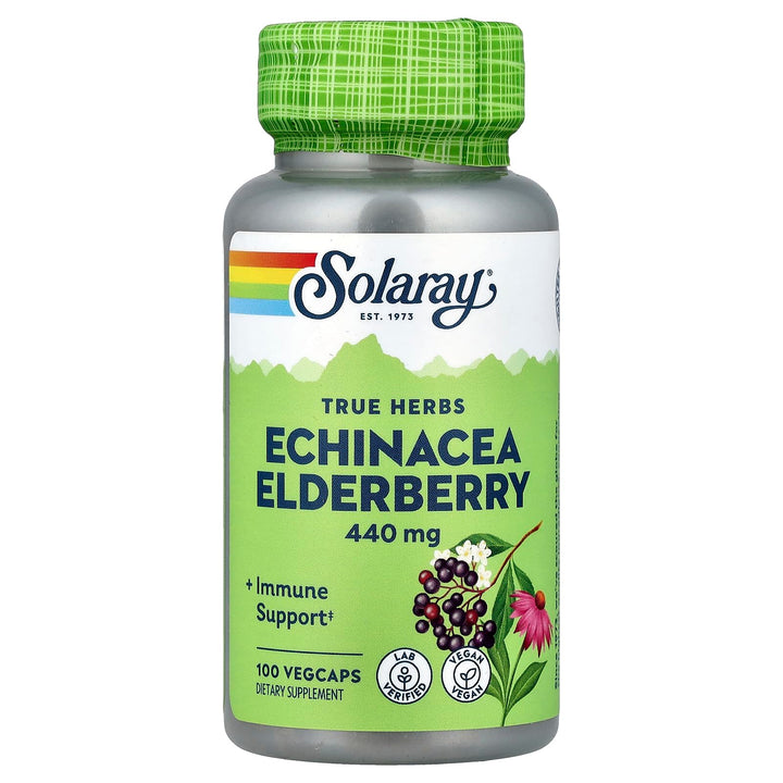 SOLARAY Echinacea and Elderberry Capsules, 440 mg, 100 Count