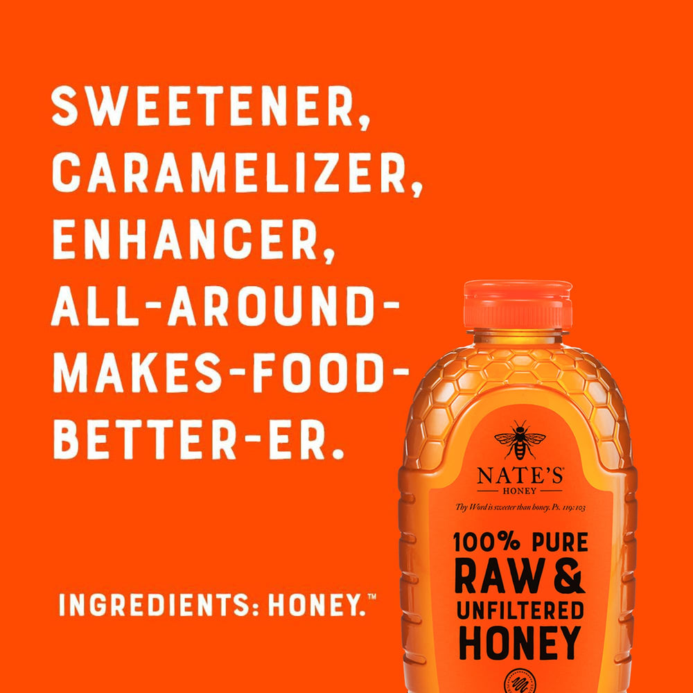 Nate's Honey 100% Pure Raw & Unfiltered Honey, 32 oz