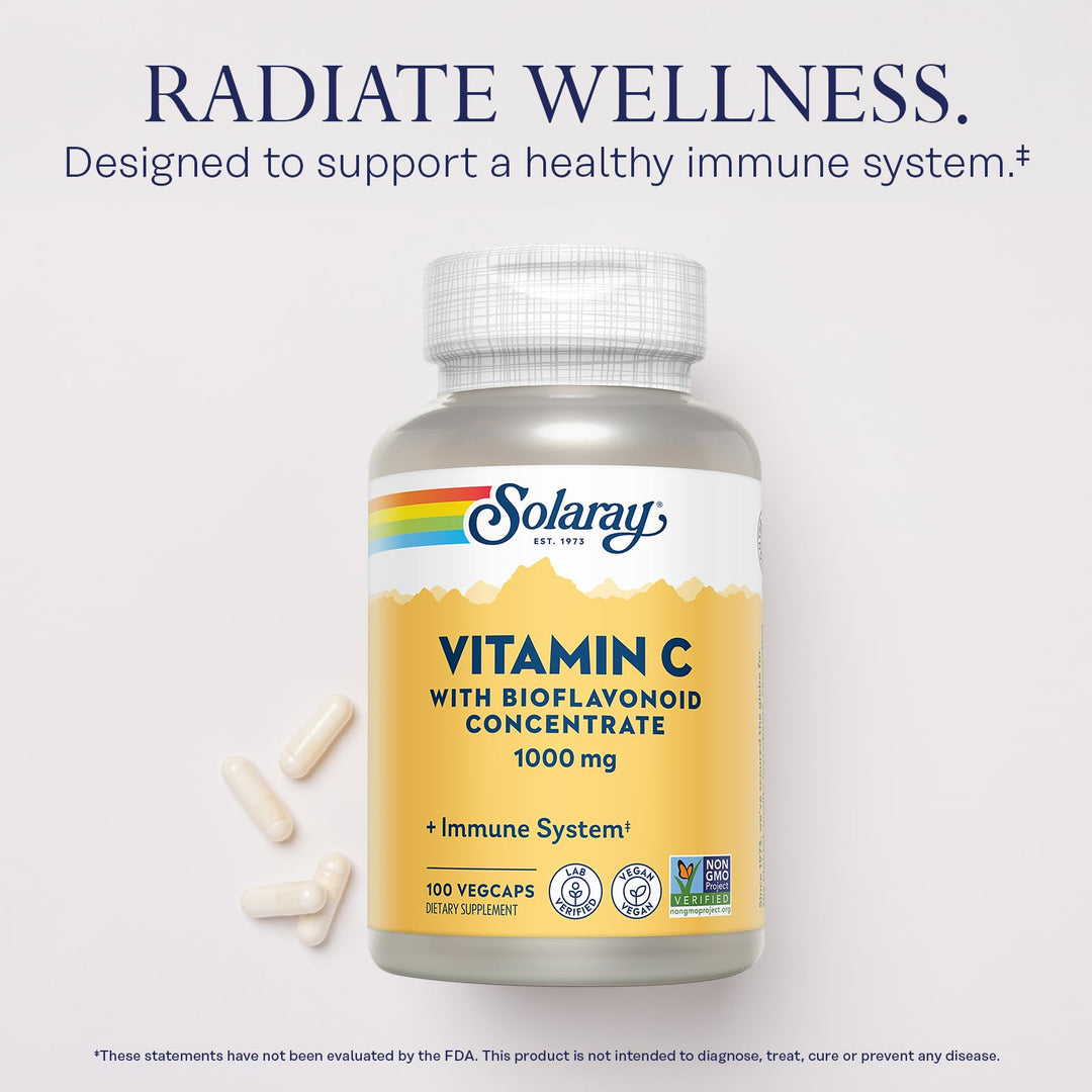 SOLARAY Vitamin C With Bioflavonoids, 1000 mg, 100 Count