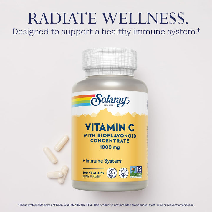 SOLARAY Vitamin C With Bioflavonoids, 1000 mg, 100 Count