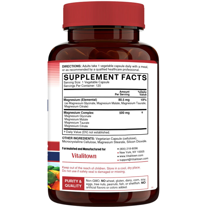 VITALITOWN Magnesium Complex Supplement, 500 mg, 120 Count