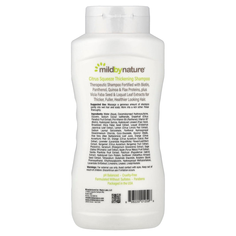 MILD BY NATURE Hair Thickening Shampoo, Citrus Squeeze, 16 fl oz