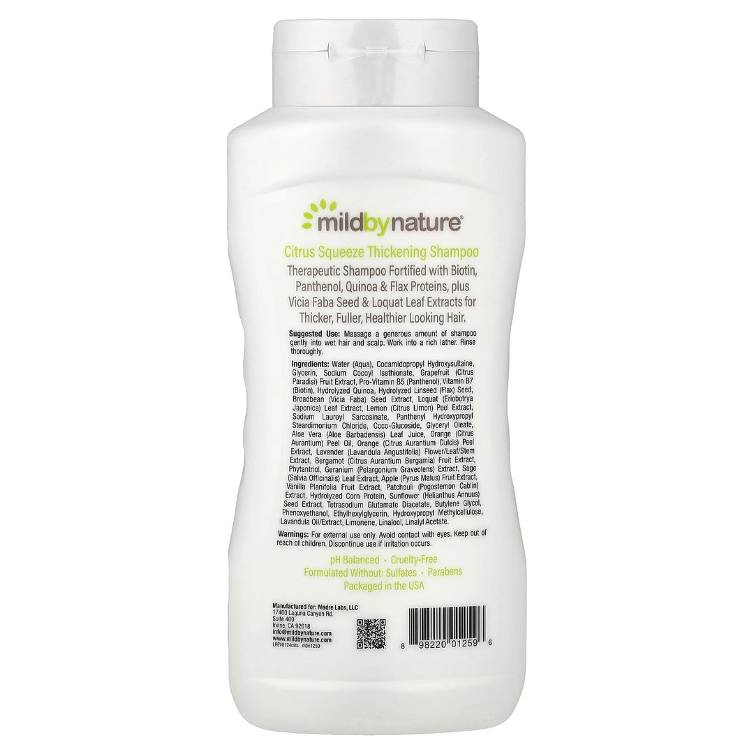 MILD BY NATURE Hair Thickening Shampoo, Citrus Squeeze, 16 fl oz