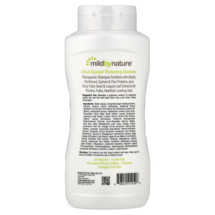 MILD BY NATURE Hair Thickening Shampoo, Citrus Squeeze, 16 fl oz