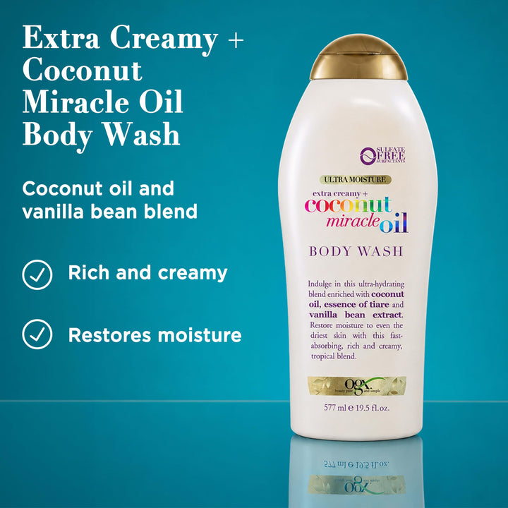 OGX Extra Creamy + Coconut Miracle Oil Moisture Body Wash, 19.5 fl oz