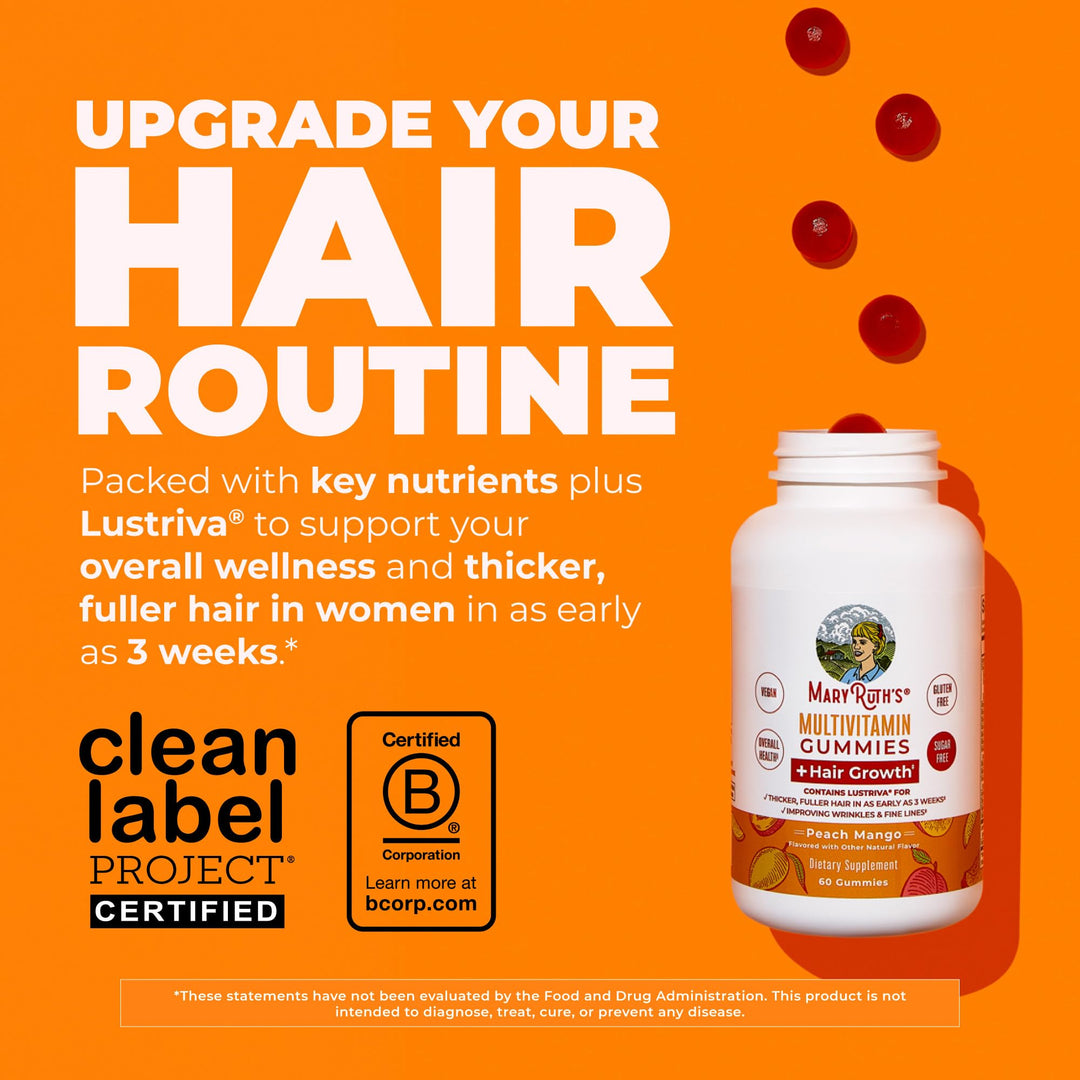MARYRUTH'S Multivitamin Hair Growth Gummies, 30 Servings