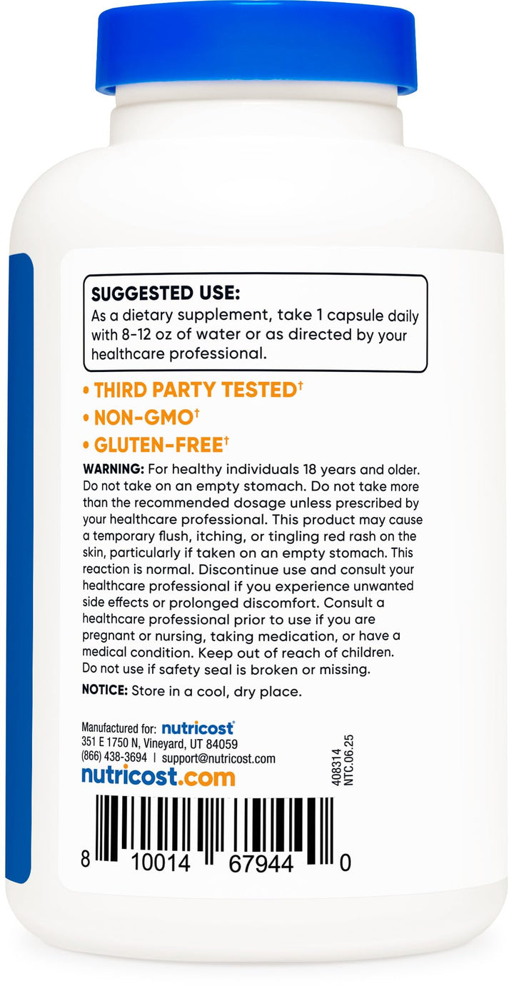 Nutricost Niacin Vitamin B3, 500 mg, 240 Count