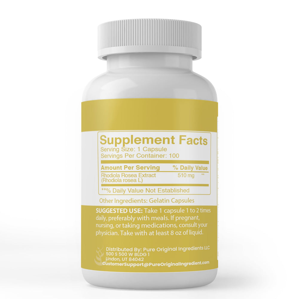 PURE ORIGINAL INGREDIENTS Rhodiola Rosea Root Extract, 100 Count