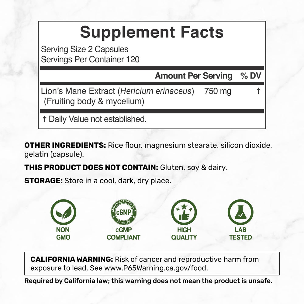 DEAL SUPPLEMENT Lions Mane Mushroom Capsules, 240 Count