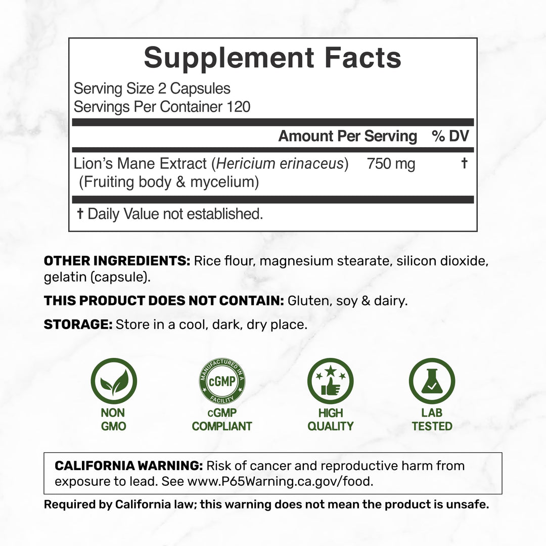 DEAL SUPPLEMENT Lions Mane Mushroom Capsules, 240 Count