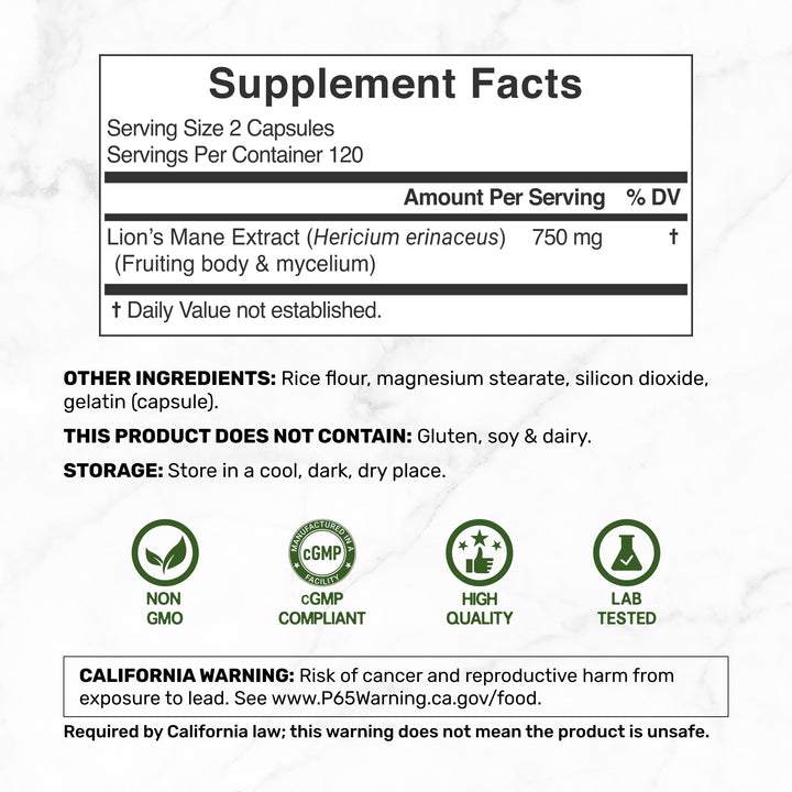DEAL SUPPLEMENT Lions Mane Mushroom Capsules, 240 Count