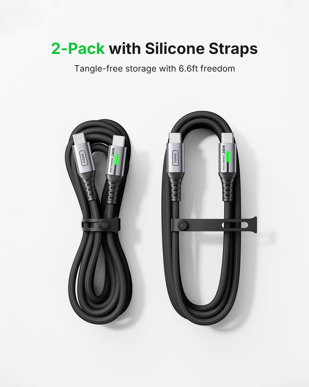 INIU USB C to USB C Cable, 6.6 ft, 2 Pack