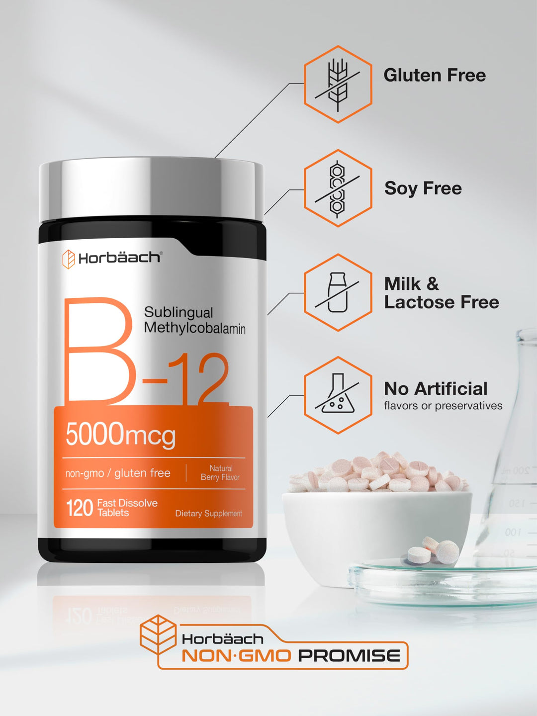 Horbäach Vitamin B12 5000 mcg, 120 Count
