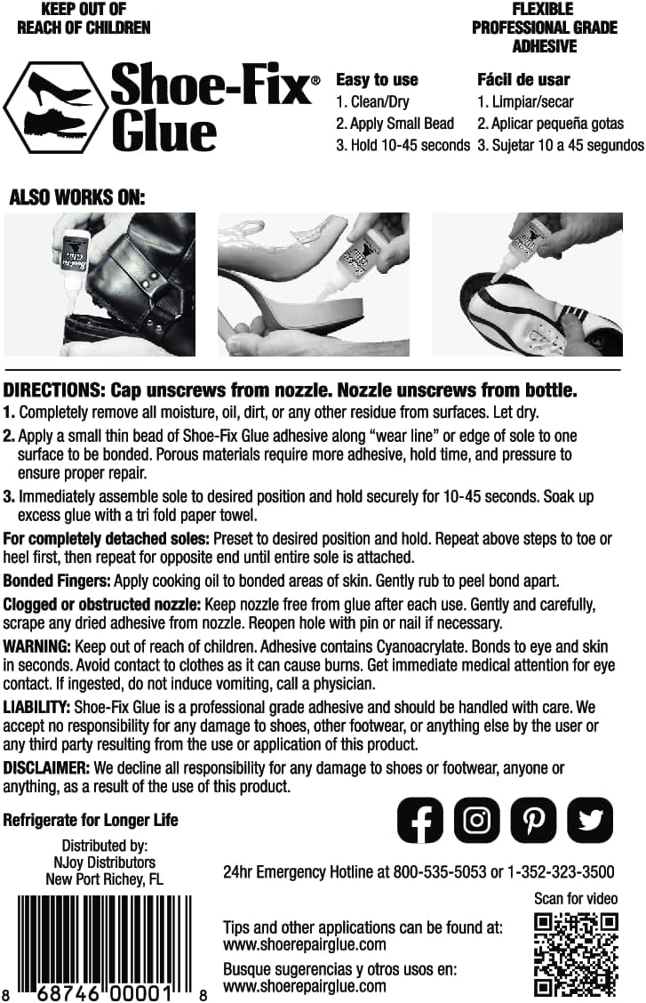 Shoe-Fix Shoe Glue, Instant Professional Grade