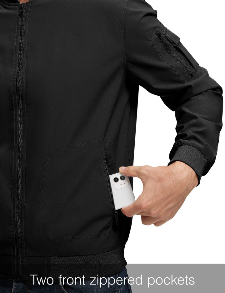 Rdruko Windbreaker Bomber Jacket, Black, XL