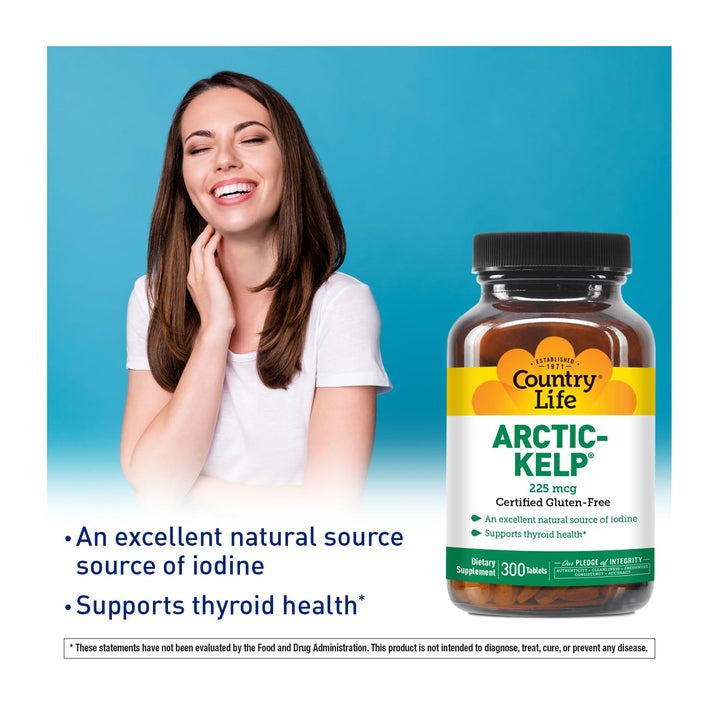 Country Life Arctic Kelp, 225 mcg, 300 Count