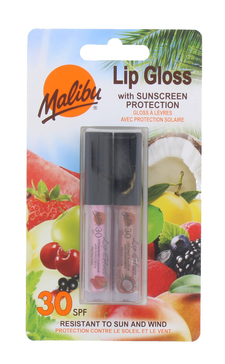 Malibu Lip Gloss, Coconut & Strawberry, 2 x 1.5 ml