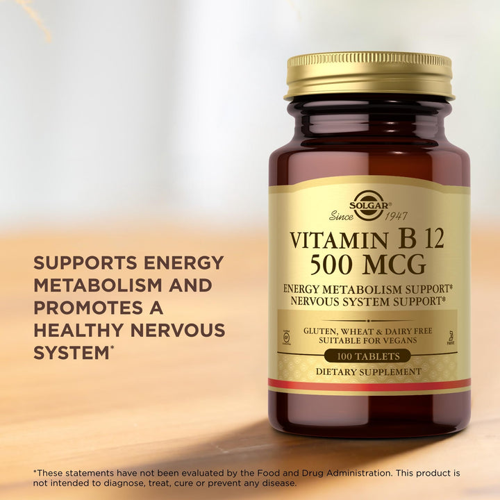 Solgar Vitamin B12 Tablets, 500 mcg, 100 Count