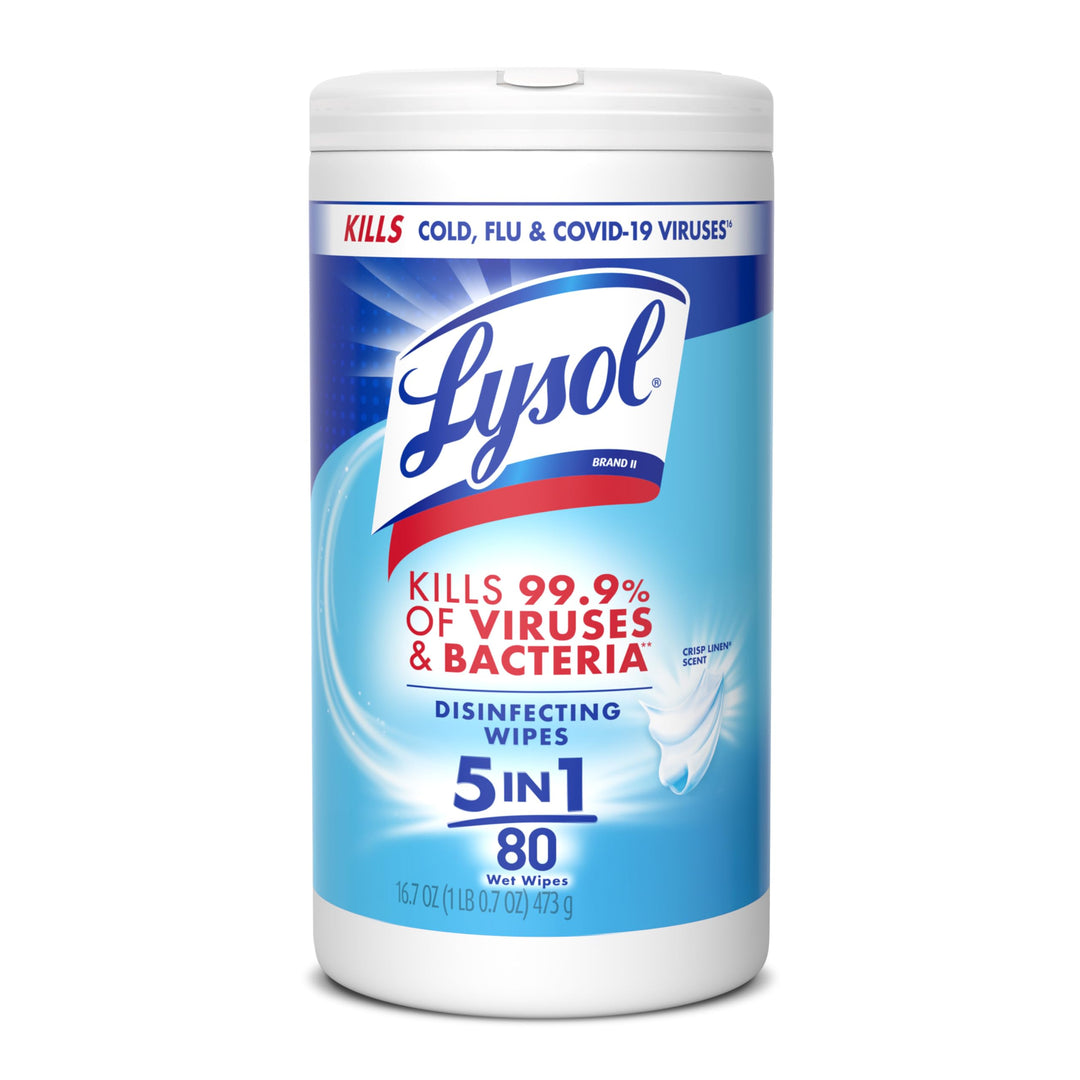 Lysol Disinfecting Wipes, Crisp Linen, 80 Count