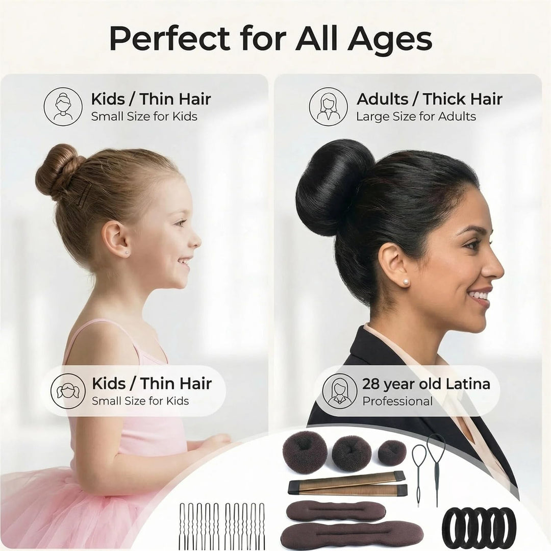 iFlyMars Hair Bun Maker Set, Brown