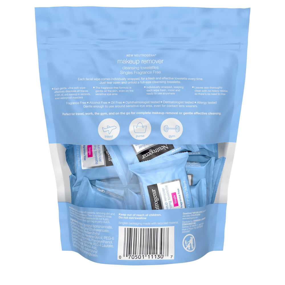 Neutrogena Makeup Remover Cleansing Towelettes, Fragrance Free, 20 Count