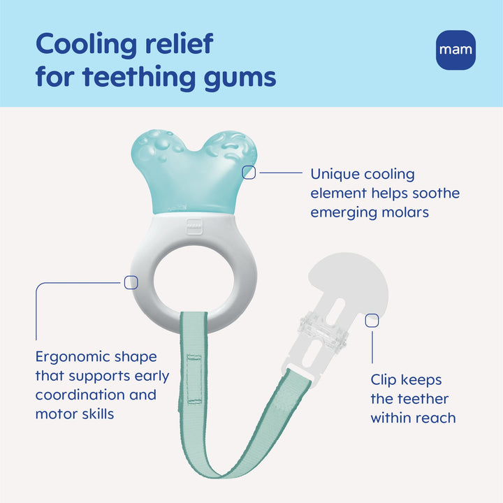 MAM Mini Cooler Teether And Clip, Boy, 1 Count