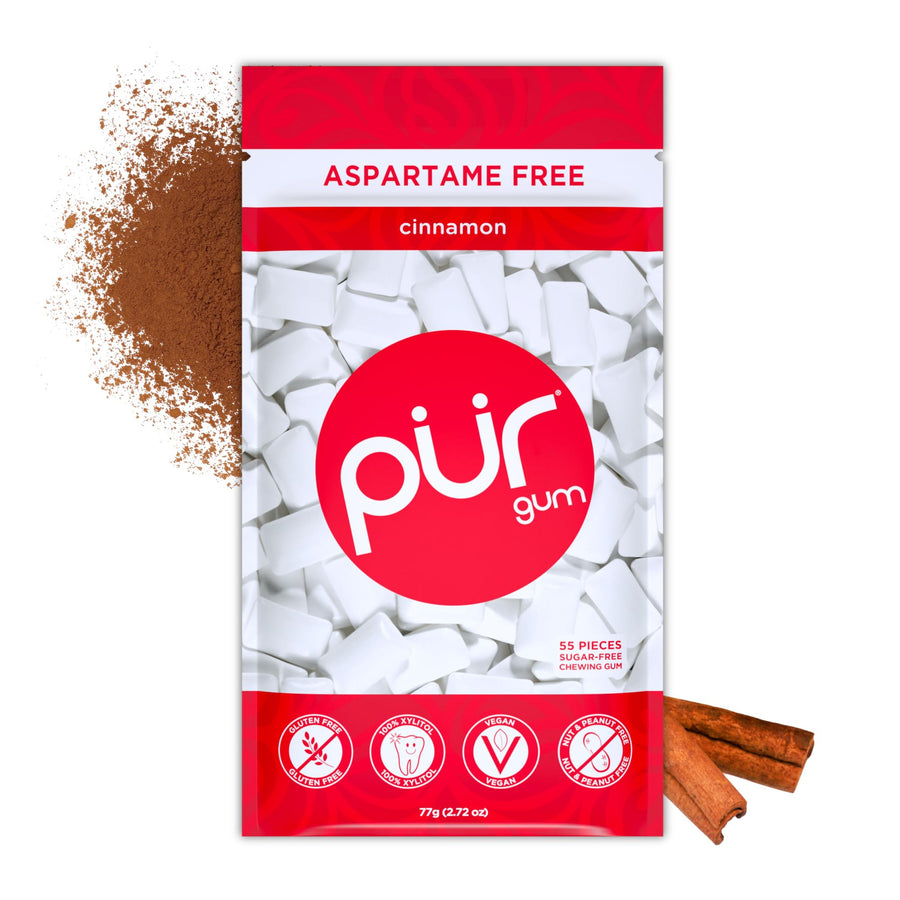 PUR Sugar Free Chewing Gum, Natural Cinnamon, 55 Count