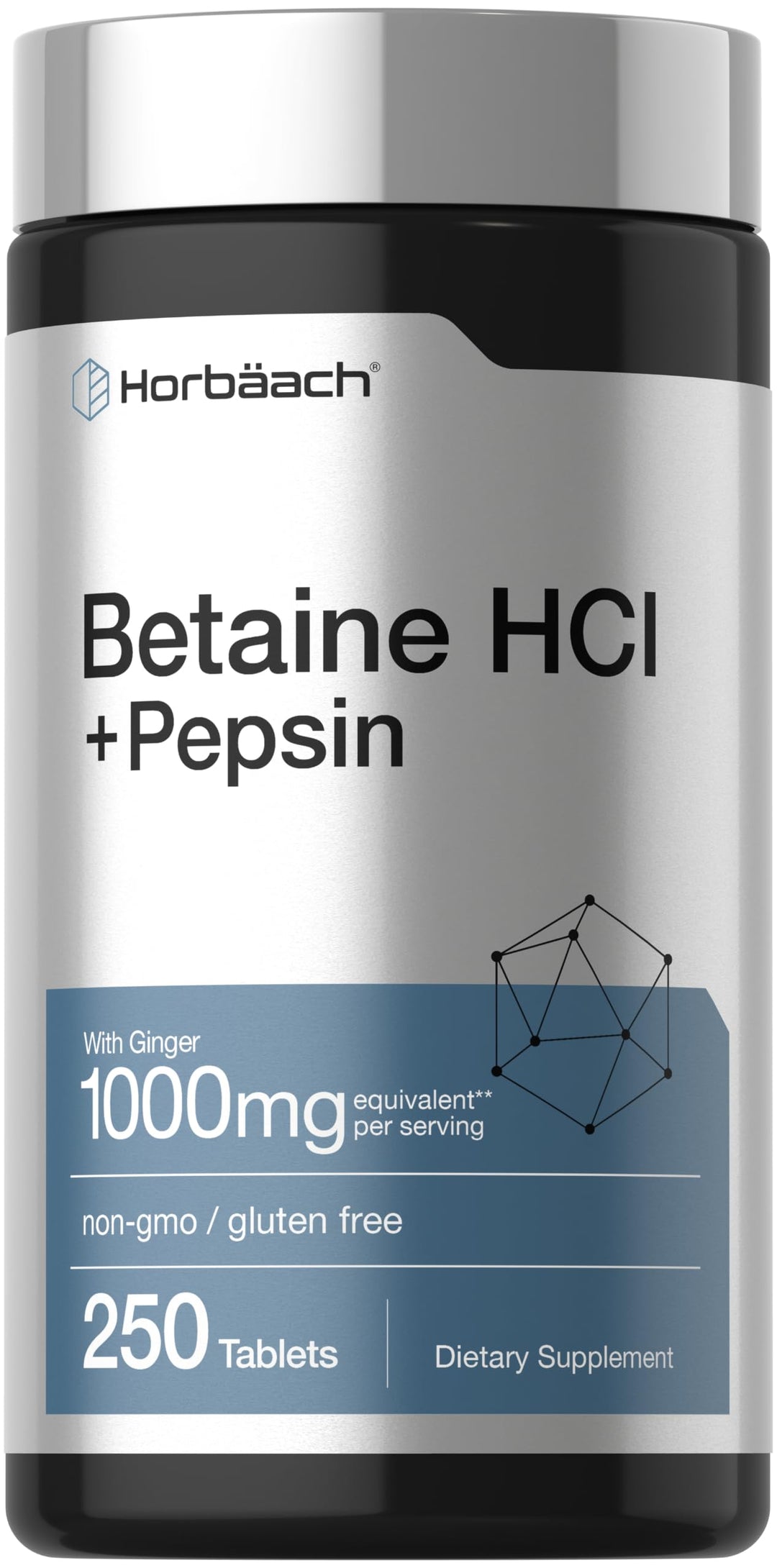 Horbäach Betaine HCl With Pepsin, 250 Count