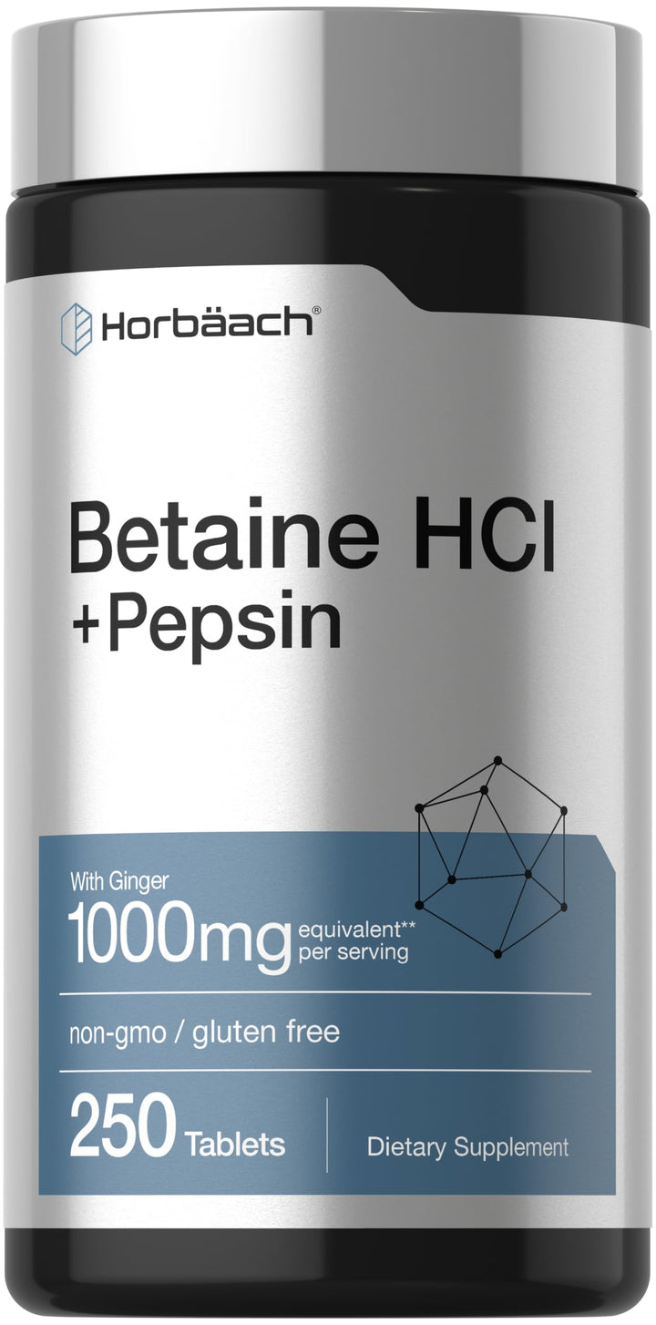 Horbäach Betaine HCl With Pepsin, 250 Count