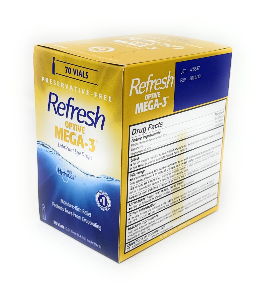 Refresh Optive Mega-3 Lubricant Eye Drops, 70 Count