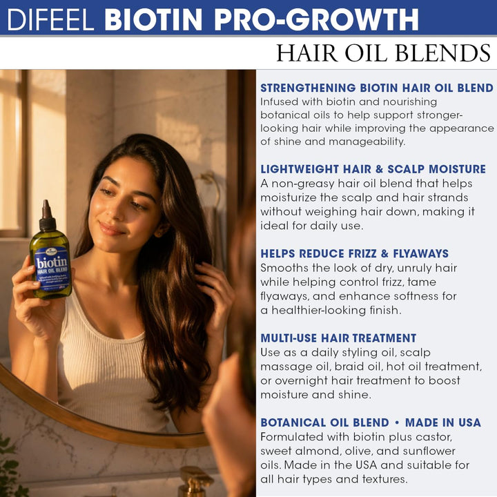 Difeel Biotin Progrowth Premium Hair Oil, 8 oz