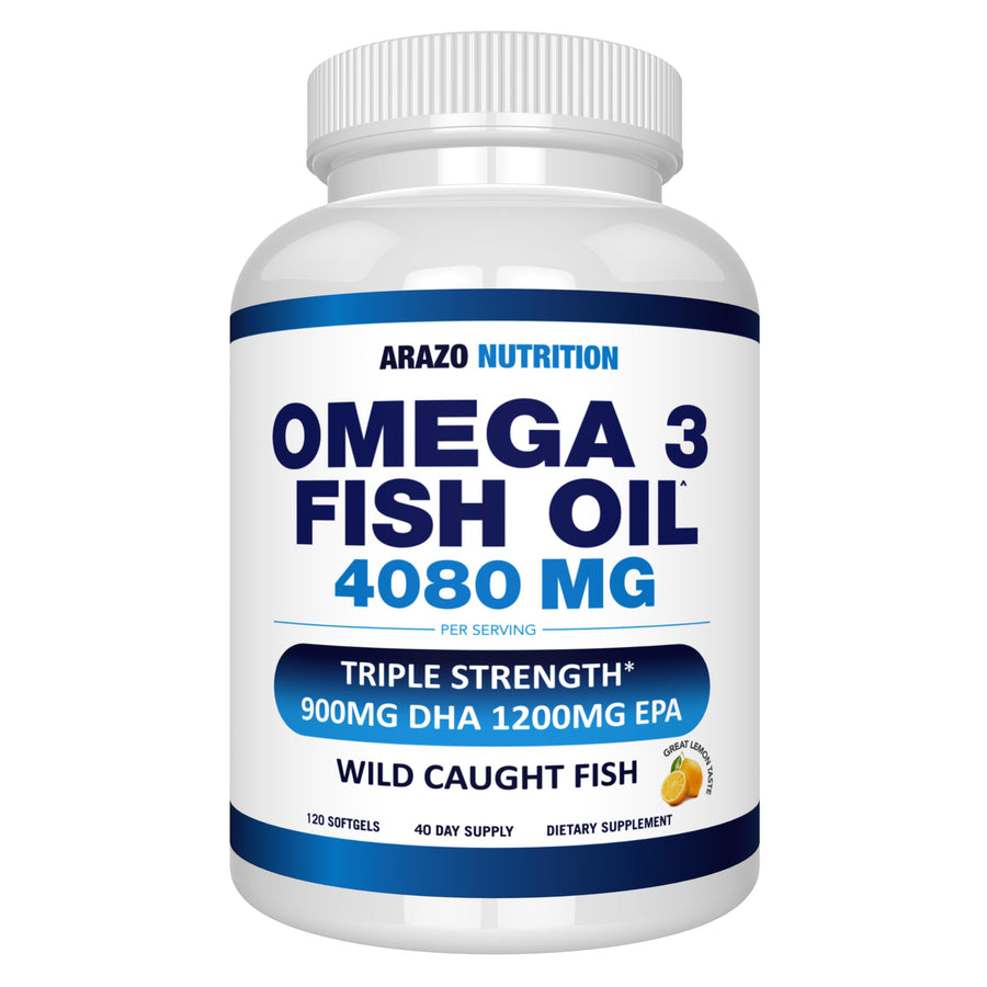 Arazo Nutrition Omega-3 Fish Oil Softgels, Lemon, 120 Count