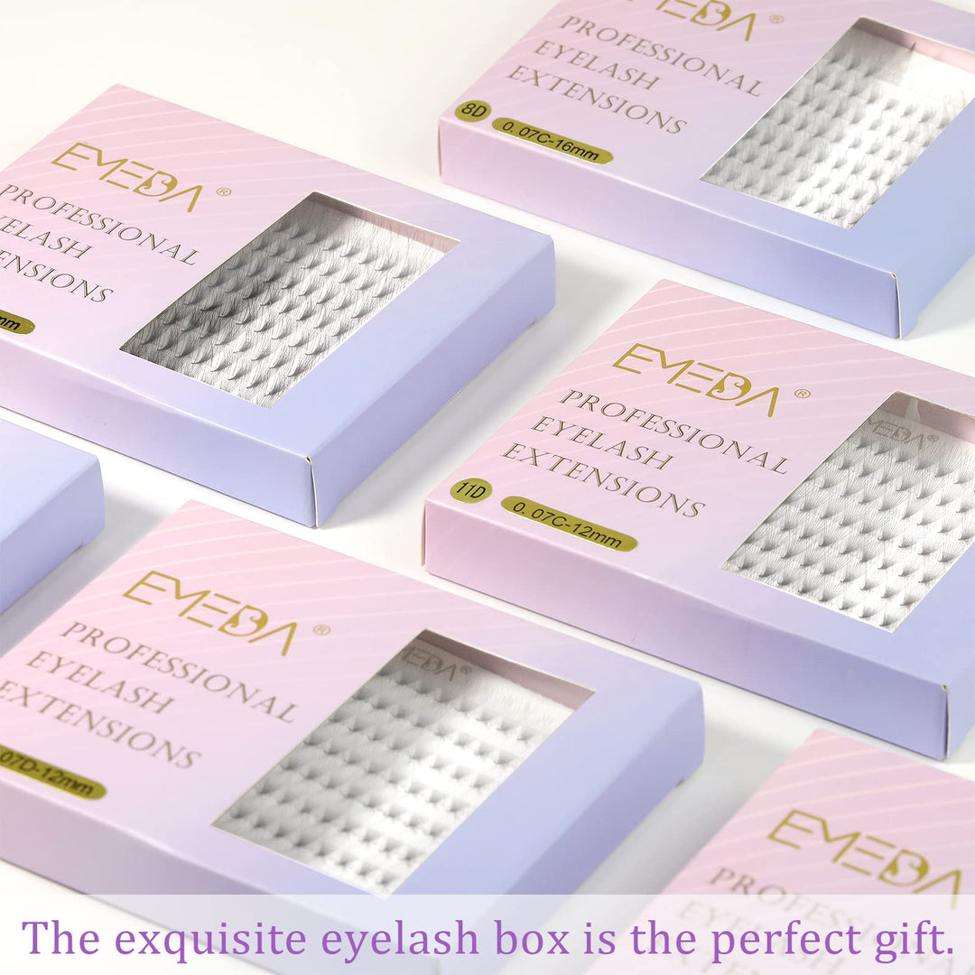 EMEDA Pre Made Fans Eyelash Extensions, 8D 0.07 C, Mix 8-14mm