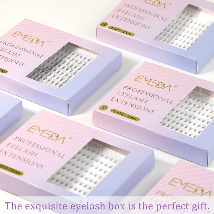 EMEDA Pre Made Fans Eyelash Extensions, 8D 0.07 C, Mix 8-14mm