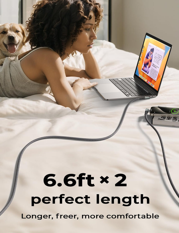 AINOPE USB C to USB C Cable, 6.6 ft, Pack of 2