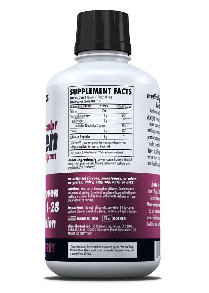 HEALTH DIRECT AminoSculpt Liquid Collagen, Original Cherry, 30 fl oz
