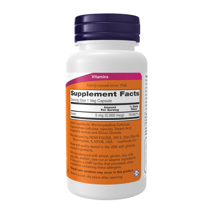 NOW Biotin 5000 mcg VCaps, 60 Count
