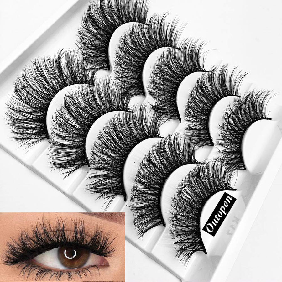 outopen 3D Mink False Eyelashes, Q1, 5 Count